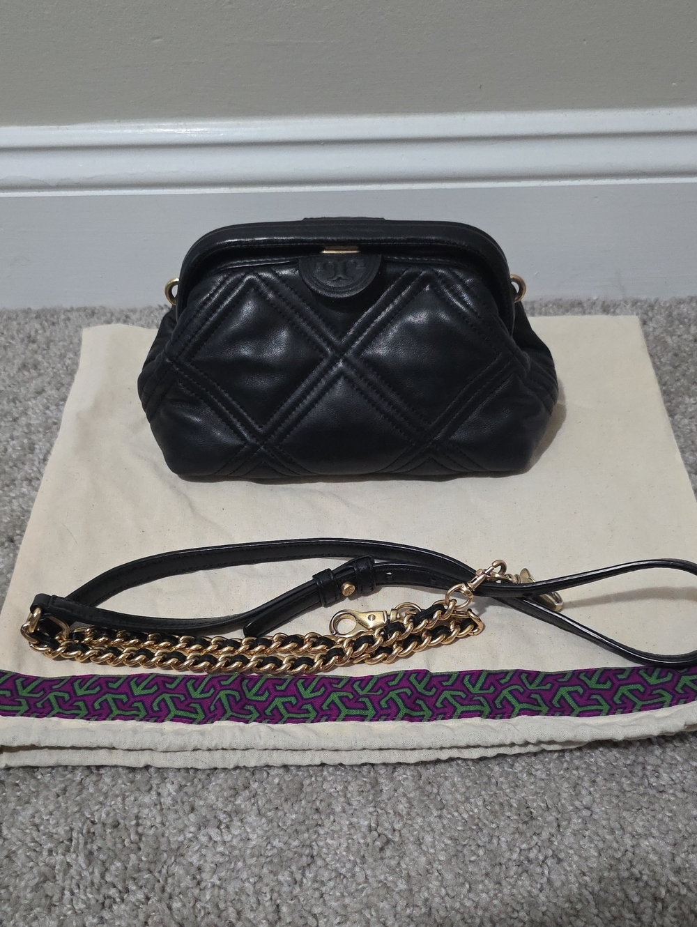 Tory Burch Fleming Small Soft Frame Crossbody Bag Clutch Black
